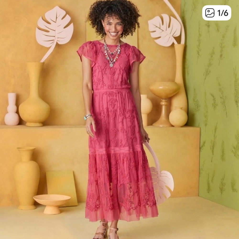 Sundance Pink Lace Midi Dress